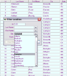 Filter Window: Define Filter Criteria