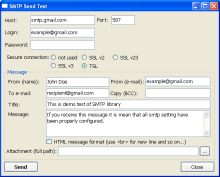 SMTP Demo Application Main Window